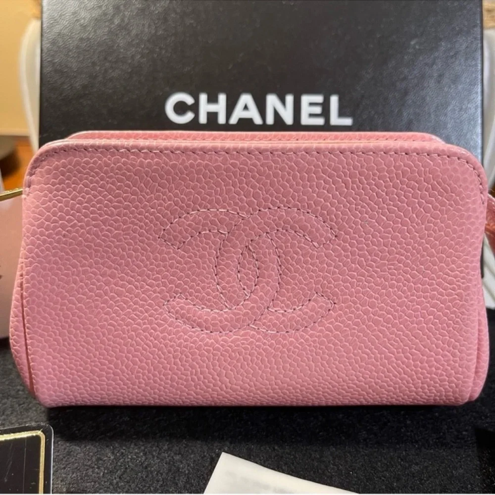 Chanel Caviar Leather Mini Pink Pouch